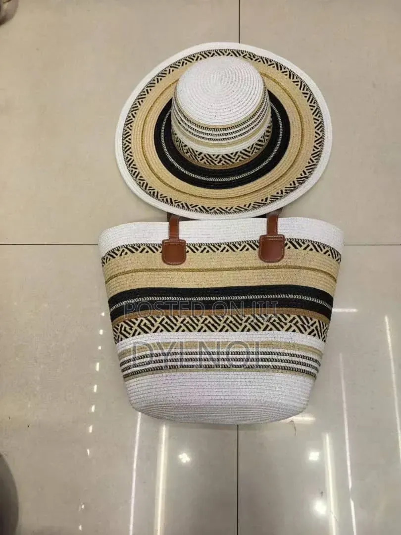 Woven Beach Bag With Matching Hat