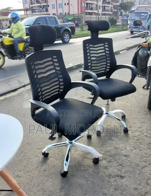 Office Office Desk (Black) With Headrest Chair