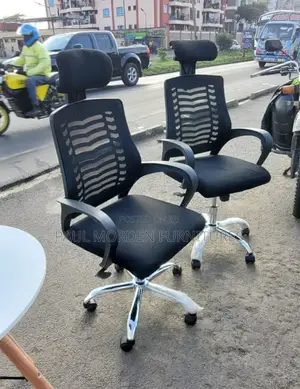 Office Office Desk (Black) With Headrest Chair