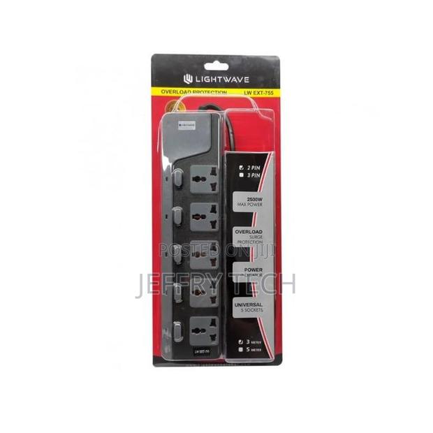 Light Wave 5 Way Extension Socket 3 Metre Overload, Surge & Thunder P
