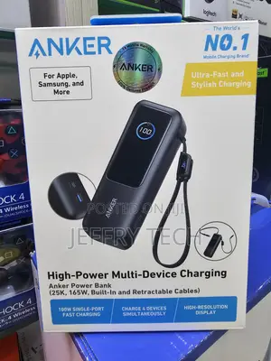 Anker Zolo Power Bank (25,000mAh, 165W, Built-in Retractable Cables)