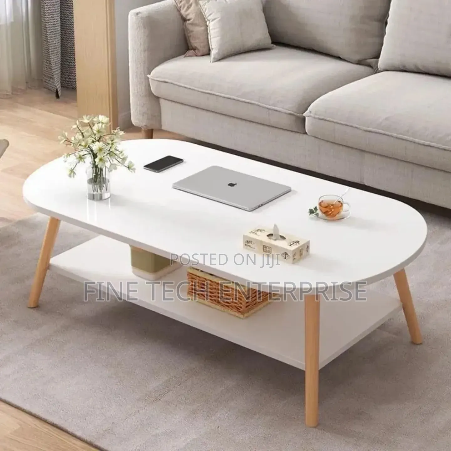 2 Tier Coffee Table With Storage Shelf/Center Table Wood