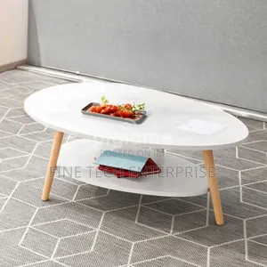 2-Tier White Oval Coffee Table