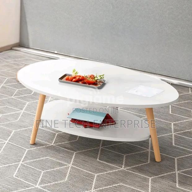 2-Tier White Oval Coffee Table