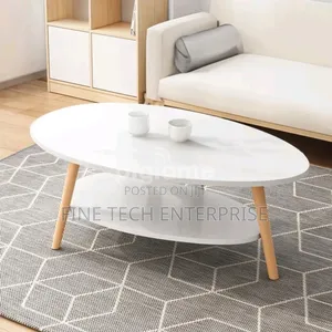 2-Tier White Oval Coffee Table