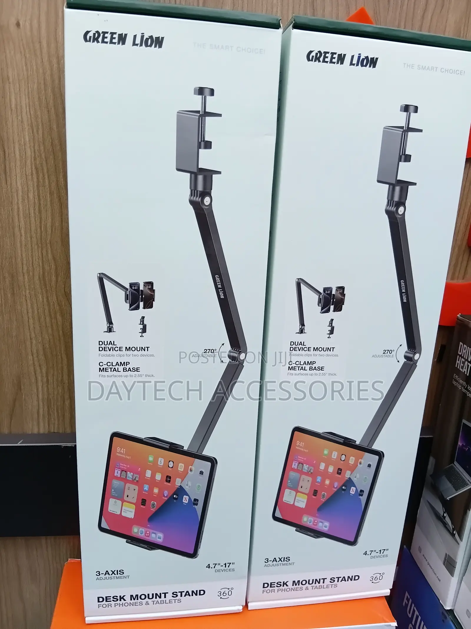 The Green Lion Desk Phone/Tablet Mount Stand 3-Axis Adjustable Arm