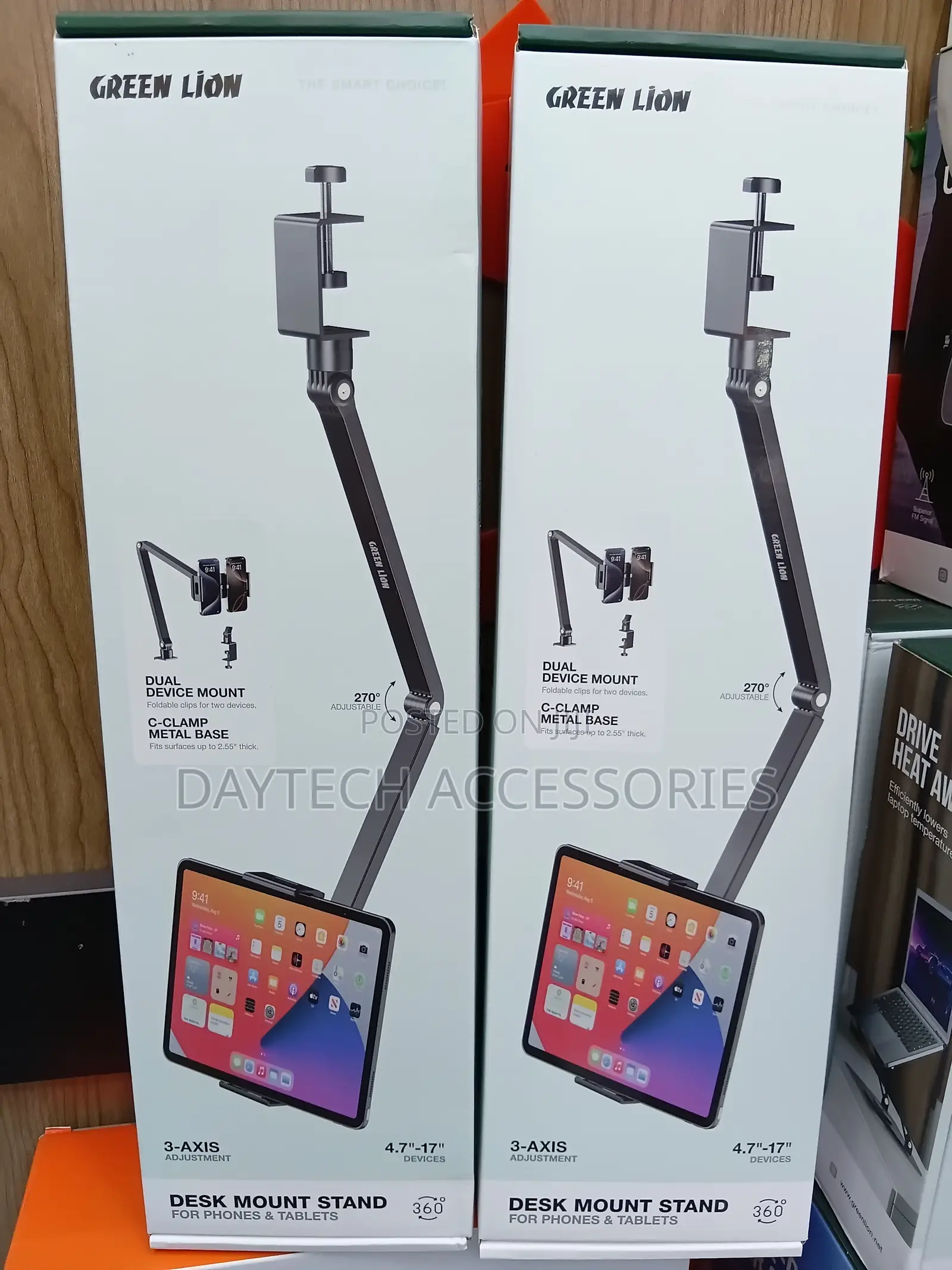 The Green Lion Desk Mount Stand for Phones/Tablets Heavy-Duty 3-Axis