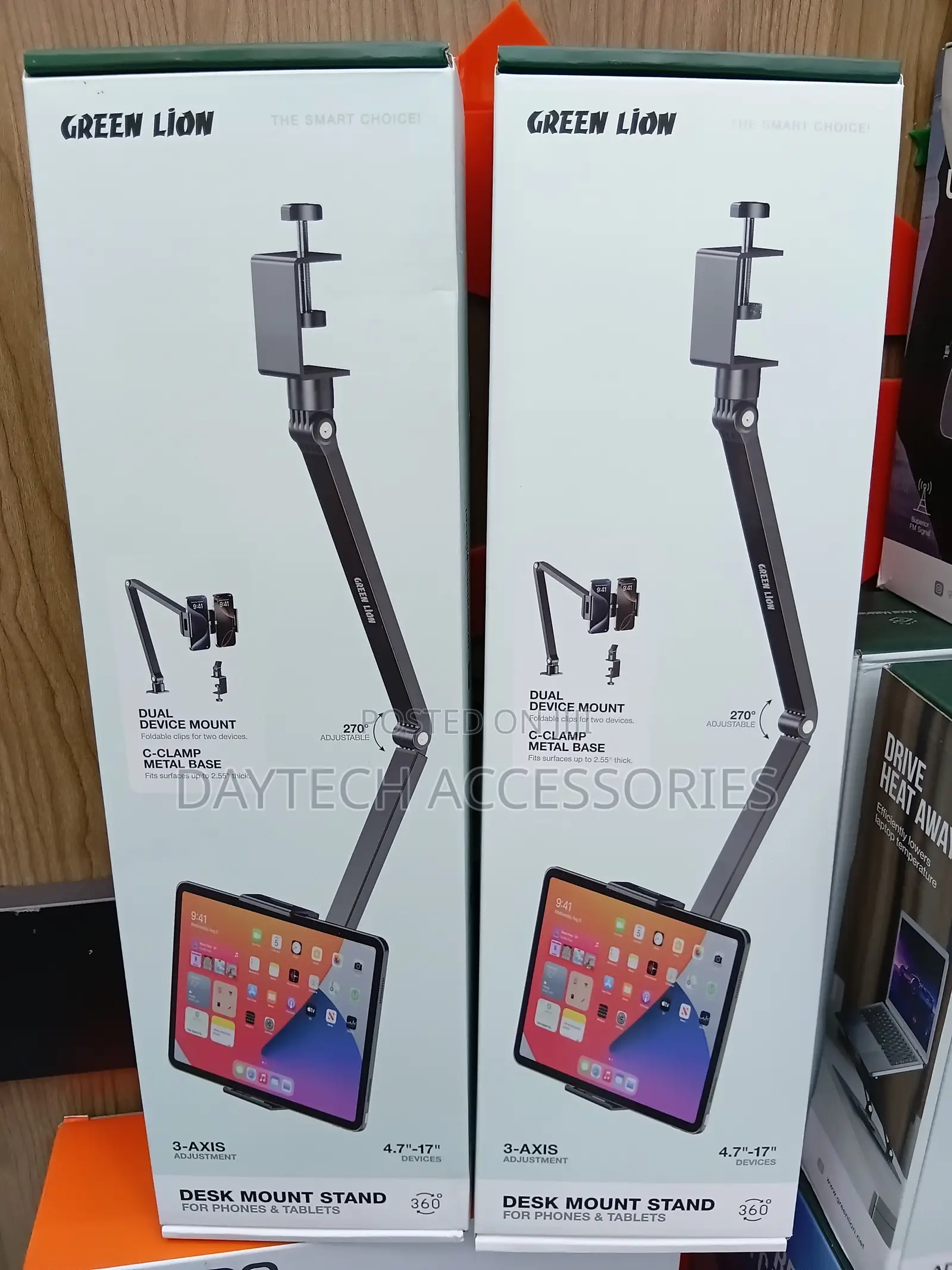 The Green Lion Desk Mount Stand for Phones/Tablets Heavy-Duty 3-Axis