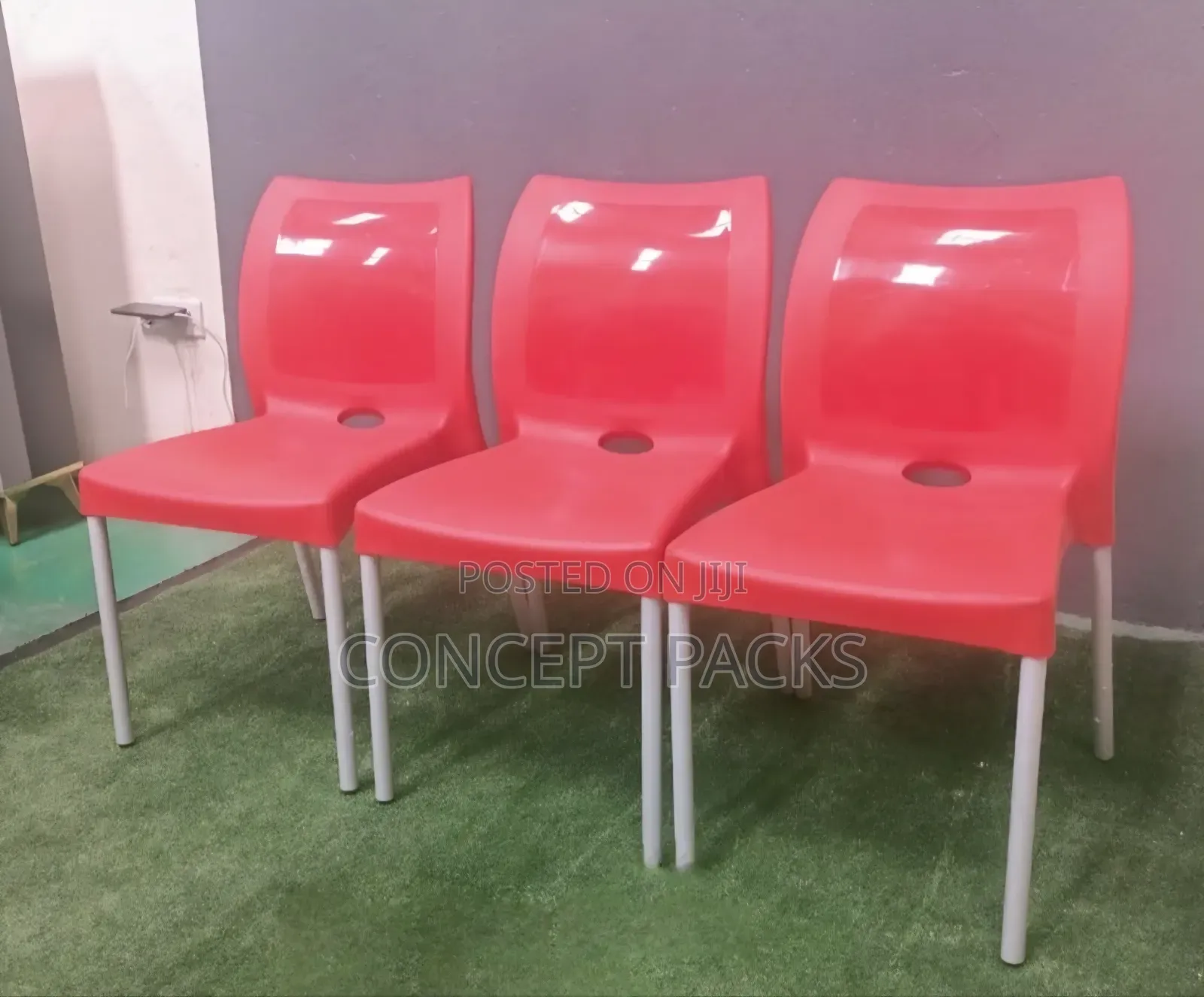 Aqua Armless Chairs With Metal Tubing Legs