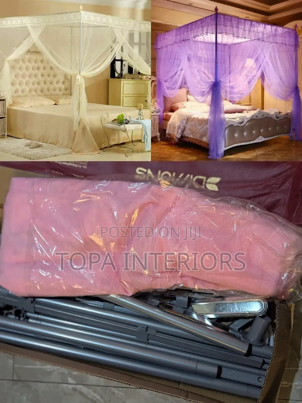 Modern Mesh Bed Net Four Stands Mosquito Net