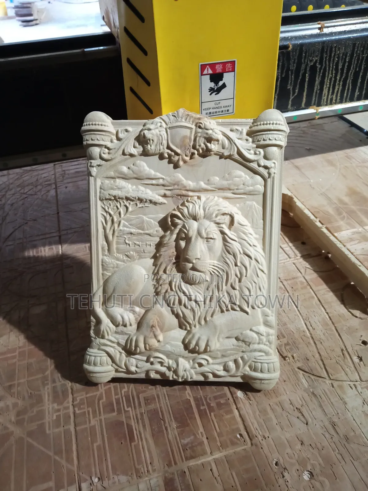 Lion Sculpture Wooden Relief