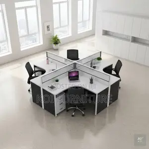 Office Workstation; Four Users Round Curved Office Workstation