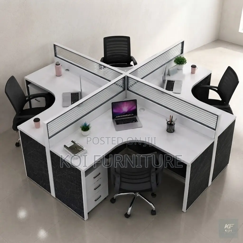 Office Workstation; Four Users Round Curved Office Workstation