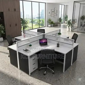 Office Workstation; Four Users Round Curved Office Workstation