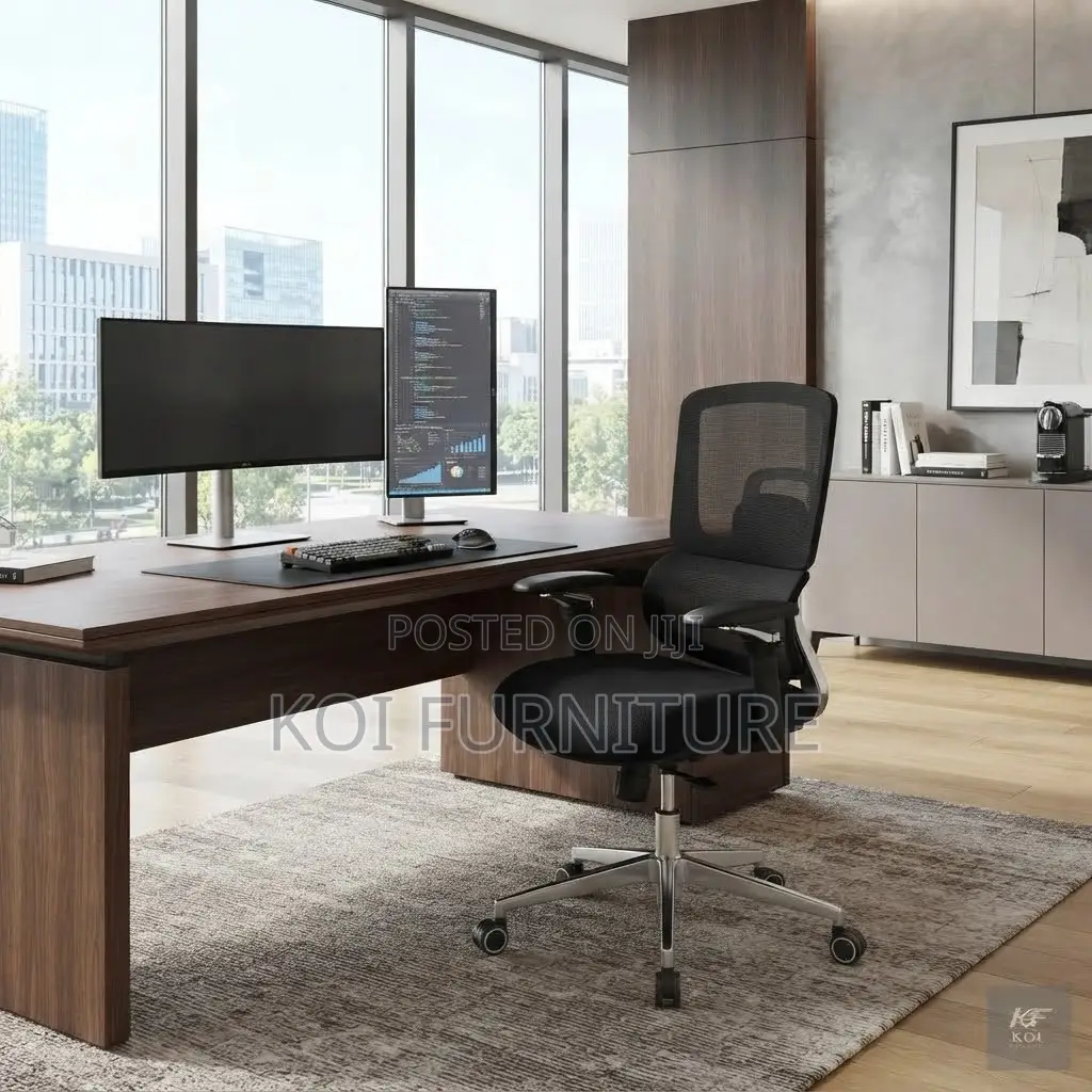 Office Chairs; Adjustable Orthopedic Black Fabric Office Chairs