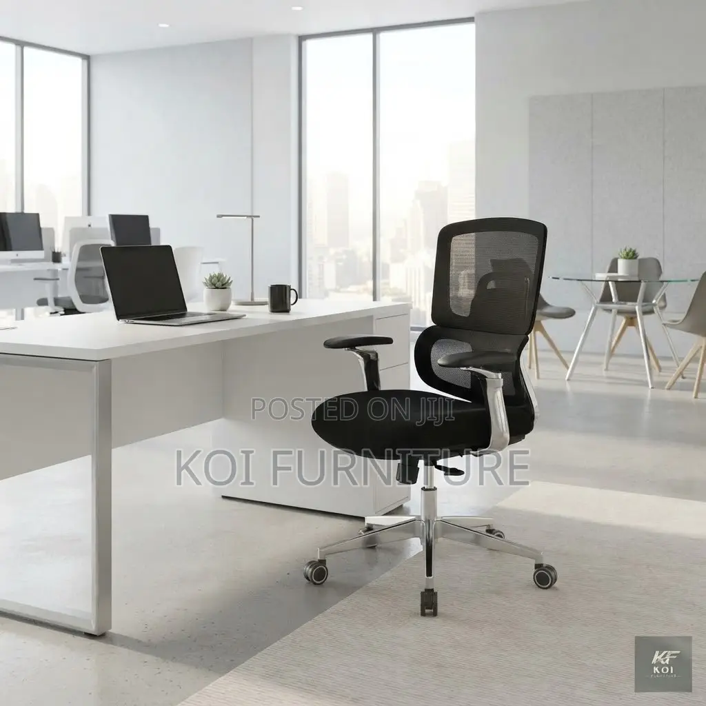 Office Chairs; Adjustable Orthopedic Black Fabric Office Chairs