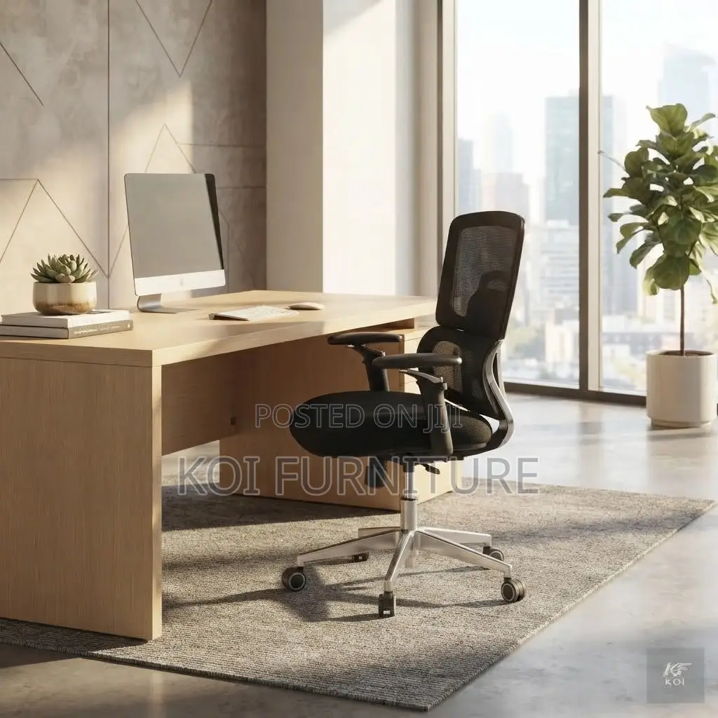 Office Chairs; Adjustable Orthopedic Black Fabric Office Chairs