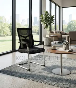 Office Chairs; Mid Bcakrest Mesh Black Sledd Based Visitors Chair