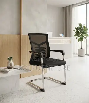 Office Chairs; Mid Bcakrest Mesh Black Sledd Based Visitors Chair