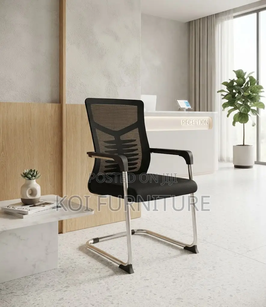 Office Chairs; Mid Bcakrest Mesh Black Sledd Based Visitors Chair