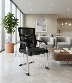 Office Chairs; Mid Bcakrest Mesh Black Sledd Based Visitors Chair