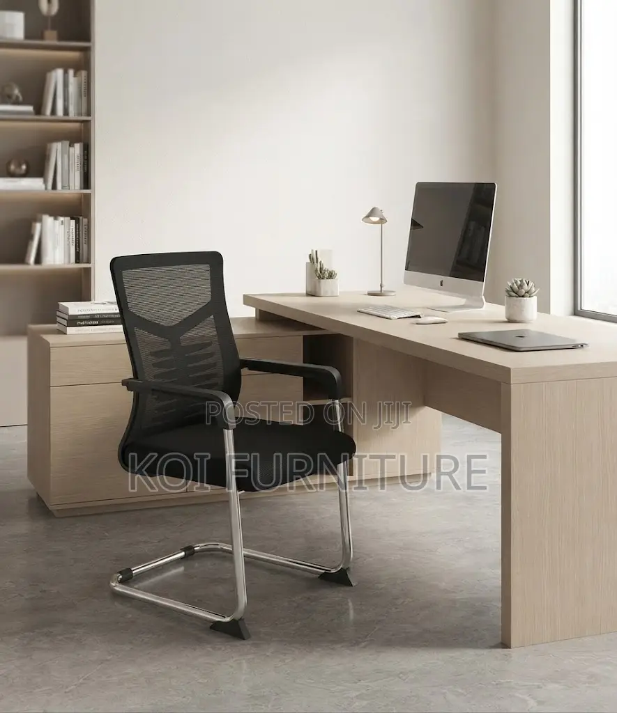 Office Chairs; Mid Bcakrest Mesh Black Sledd Based Visitors Chair