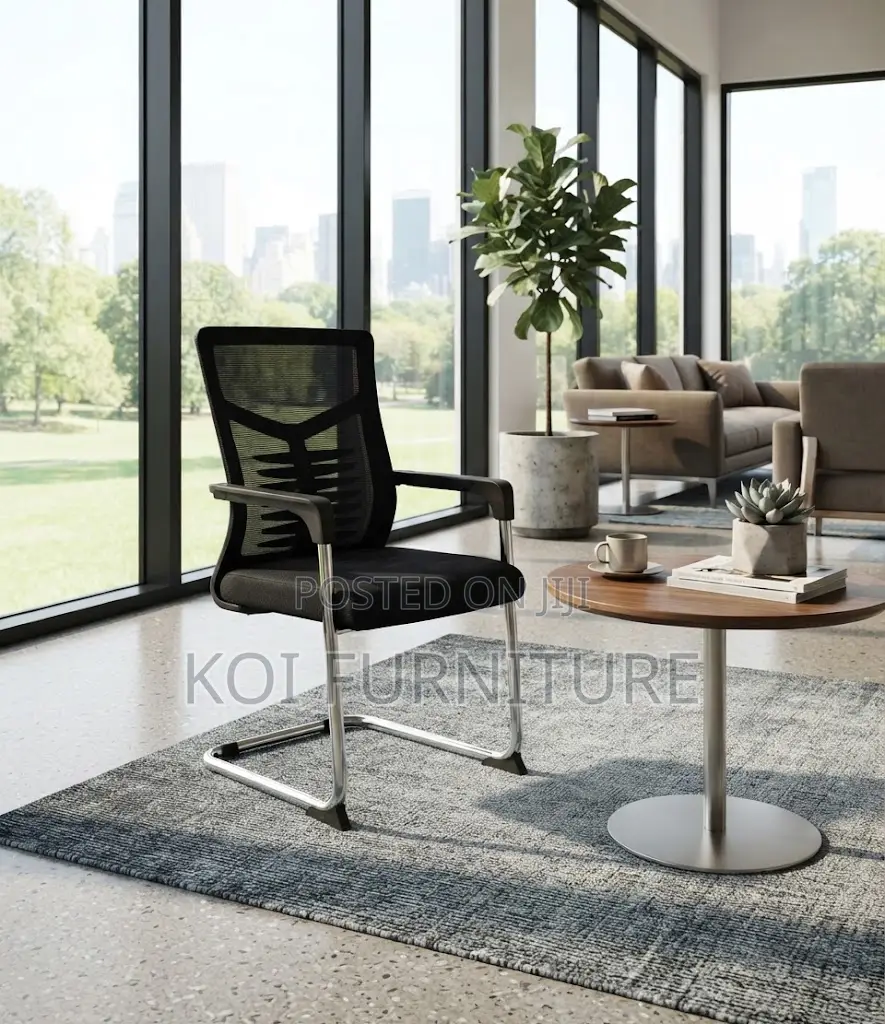Office Chairs; Mid Bcakrest Mesh Black Sledd Based Visitors Chair