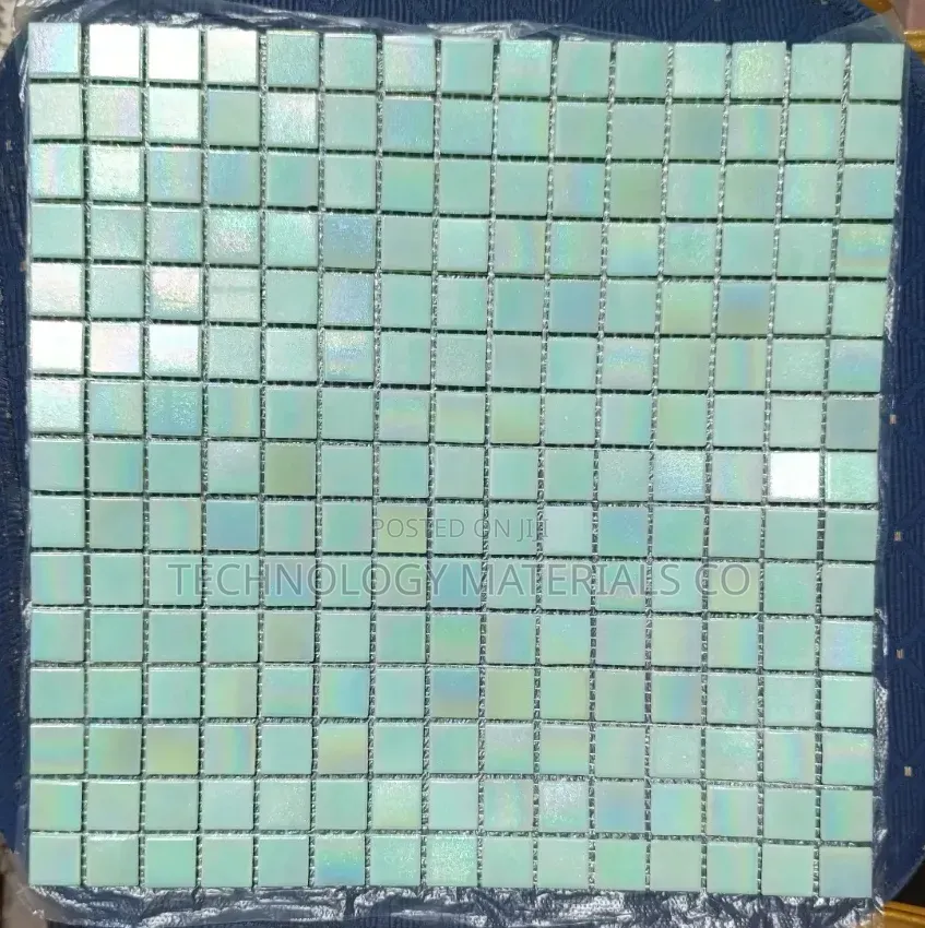Premium Iridescent Mint Green Glass Mosaic Tiles