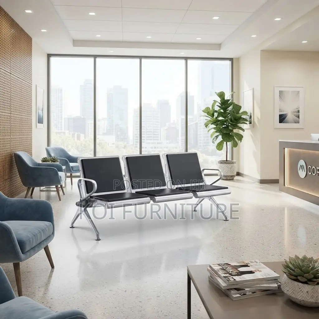 Office Bench; Three Seaters Leather Reception Office Beches