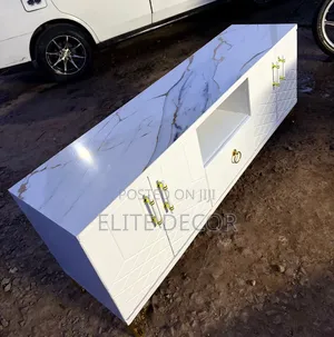 Executive Box TV Stand With Elegant Marble Top