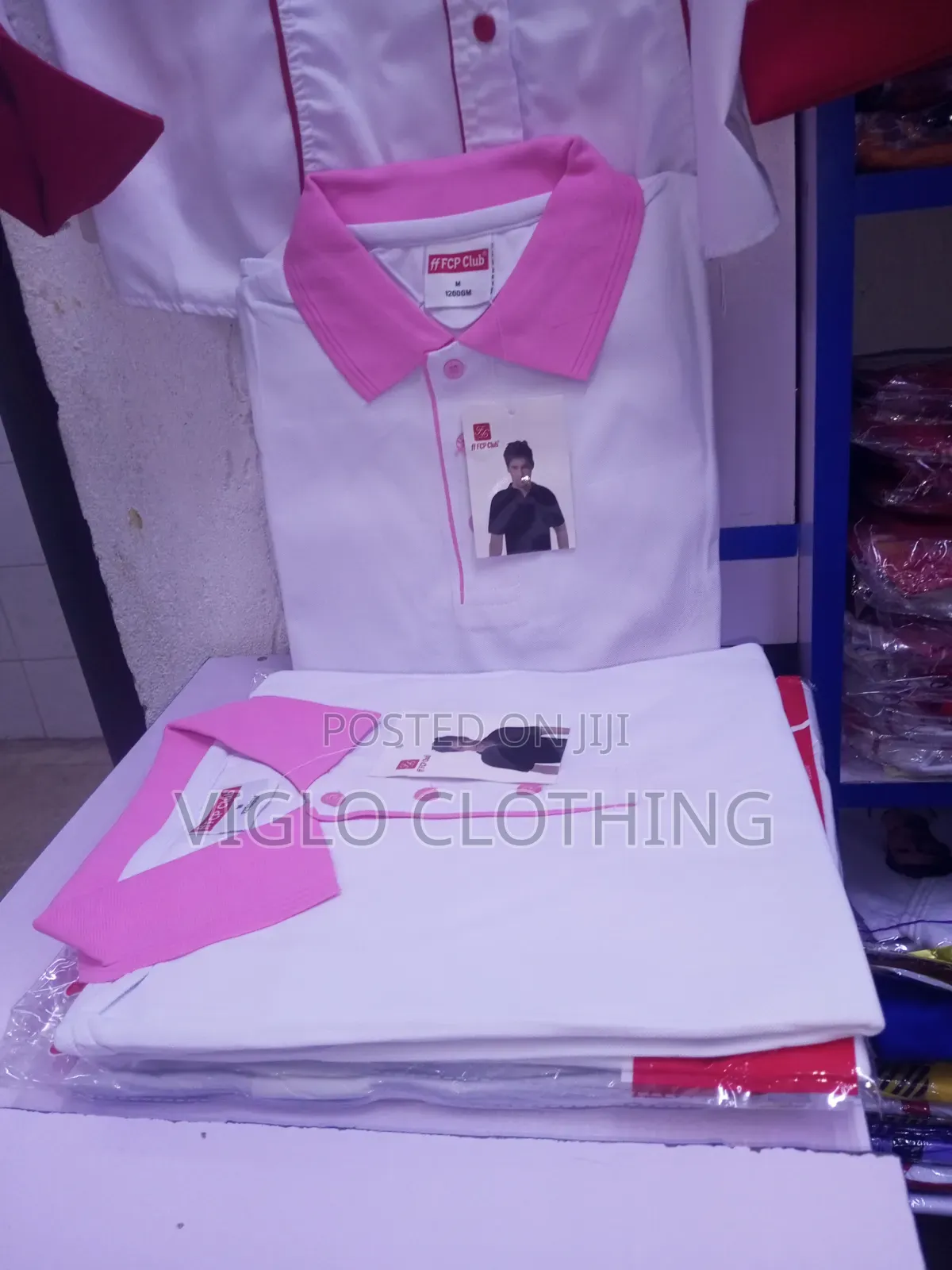 Pink White Poloshirts Available