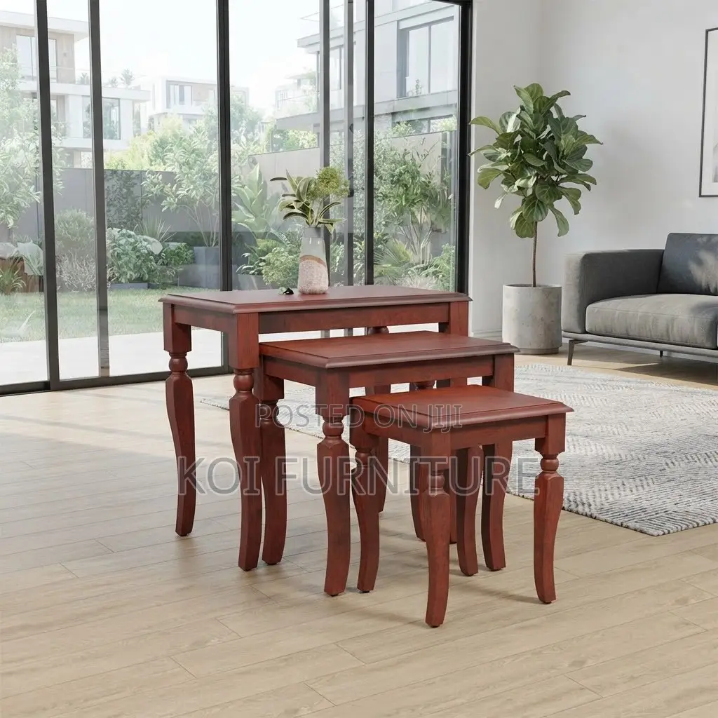 Coffee Table; Triplet Mahogany Home Office Coffee Table