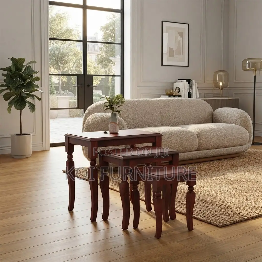 Coffee Table; Triplet Mahogany Home Office Coffee Table