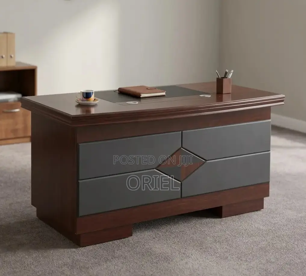 Office Desk : Mahogany Workstation Desk With Storage - 140CM