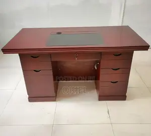 Office Desk : Mahogany Workstation Desk With Storage - 140CM