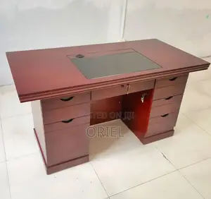 Office Desk : Mahogany Workstation Desk With Storage - 140CM