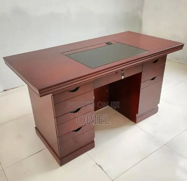 Office Desk : Mahogany Workstation Desk With Storage - 140CM