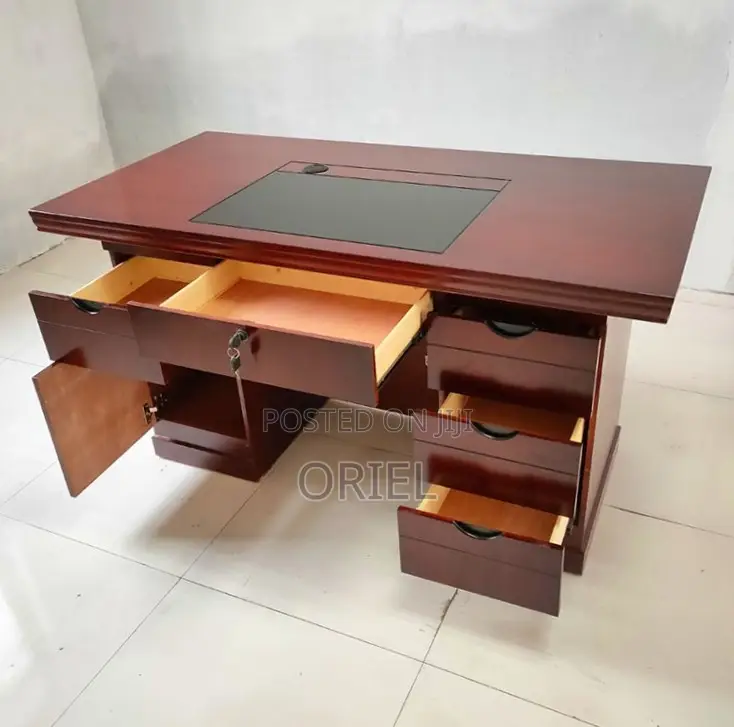 Office Desk : Mahogany Workstation Desk With Storage - 140CM