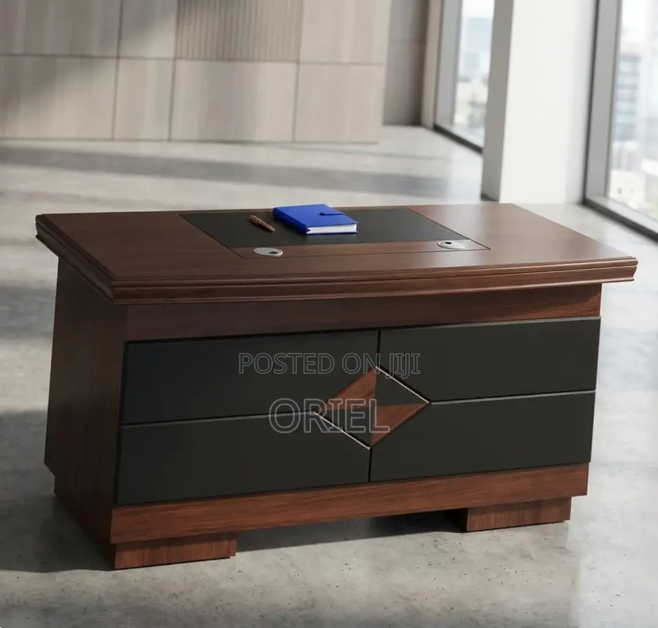 Office Desk : Mahogany Workstation Desk With Storage - 140CM