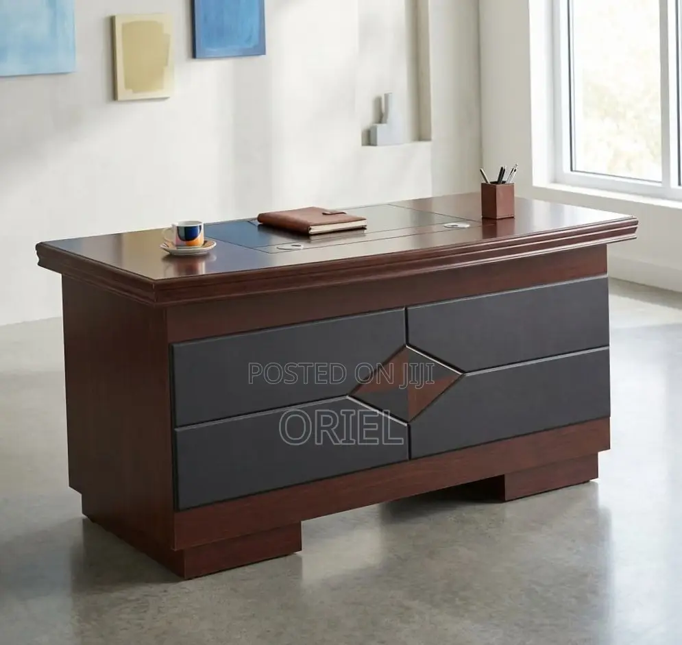 Office Desk : Mahogany Workstation Desk With Storage - 140CM
