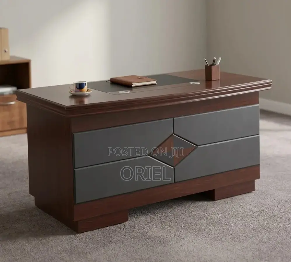 Office Desk : Mahogany Workstation Desk With Storage - 140CM