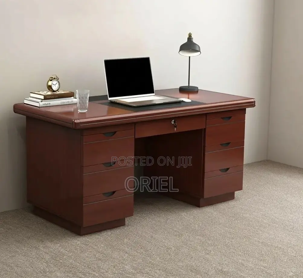 Office Desk : Mahogany Workstation Desk With Storage - 140CM