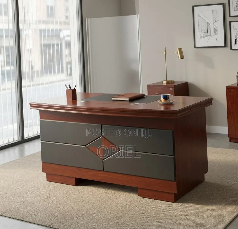 Office Desk : Mahogany Workstation Desk With Storage - 140CM