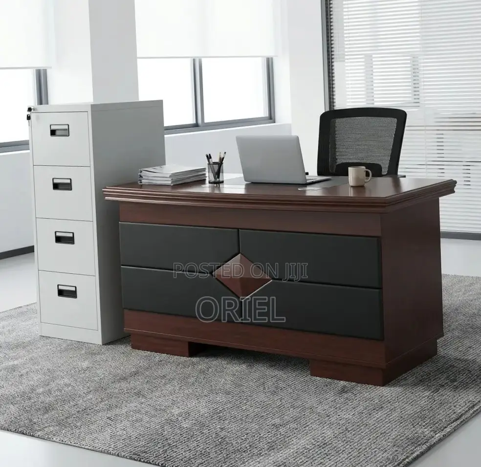 Office Desk : Mahogany Workstation Desk With Storage - 140CM