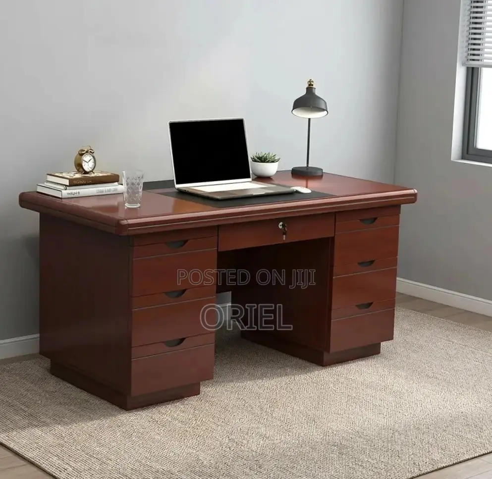 Office Desk : Mahogany Workstation Desk With Storage - 140CM