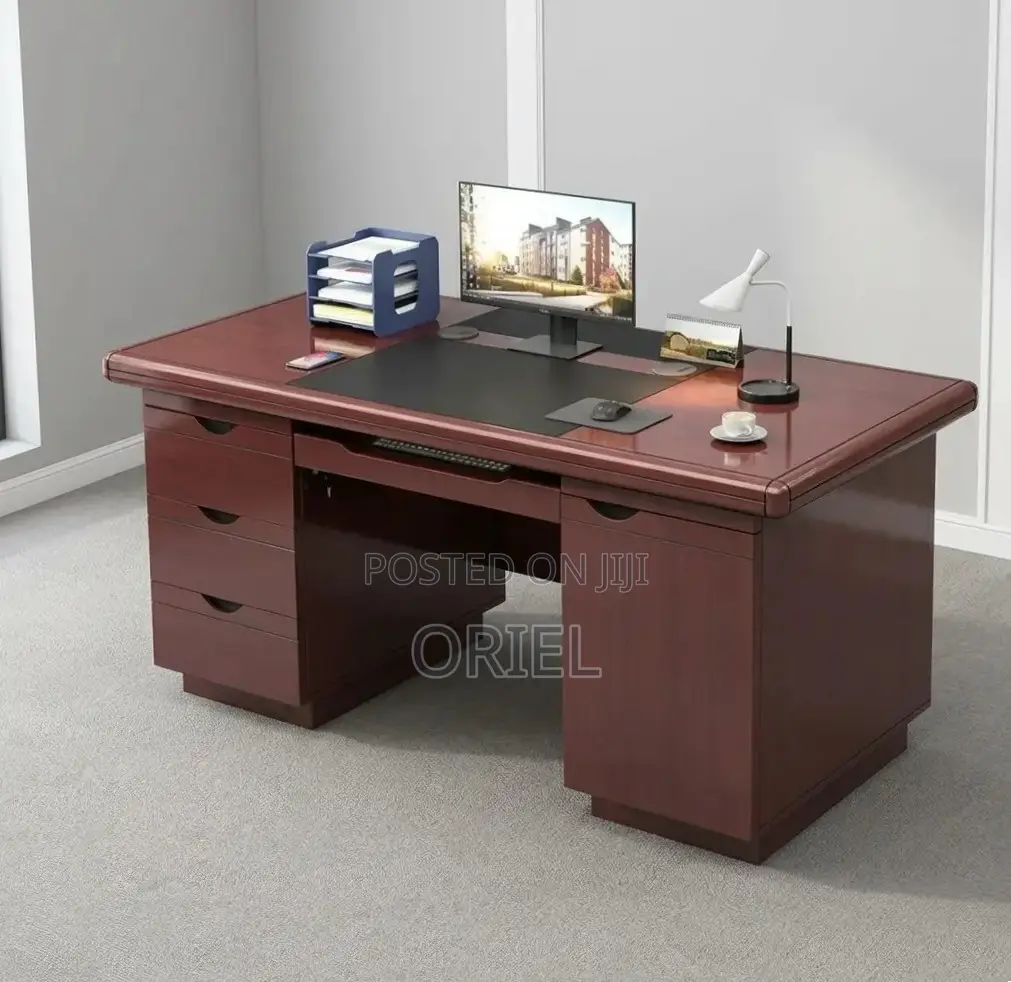 Office Desk : Mahogany Workstation Desk With Storage - 140CM