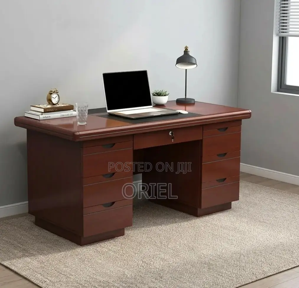 Office Desk : Mahogany Workstation Desk With Storage - 140CM