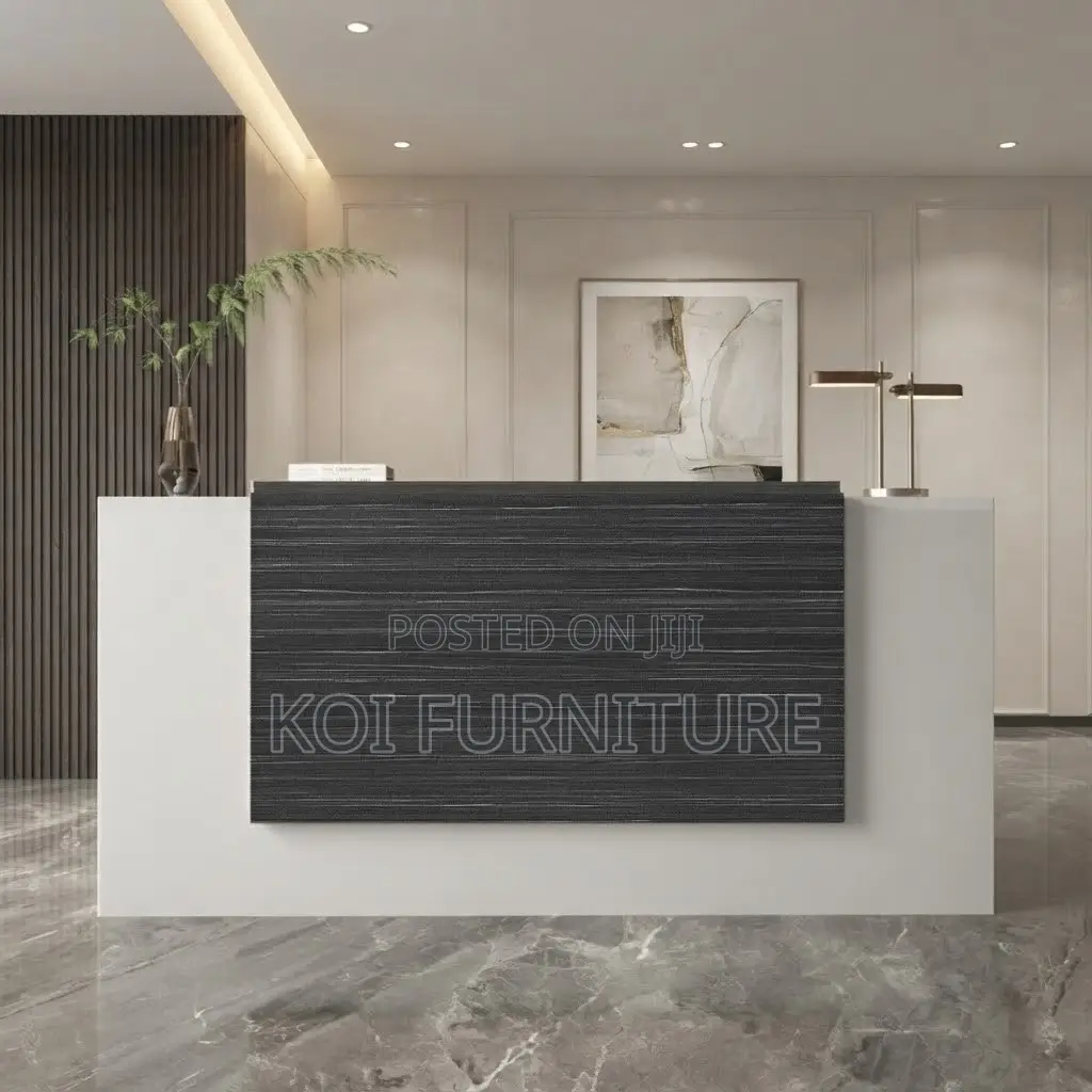 Reception Desk; 2 Meters Modern Advanced White Reception Desk