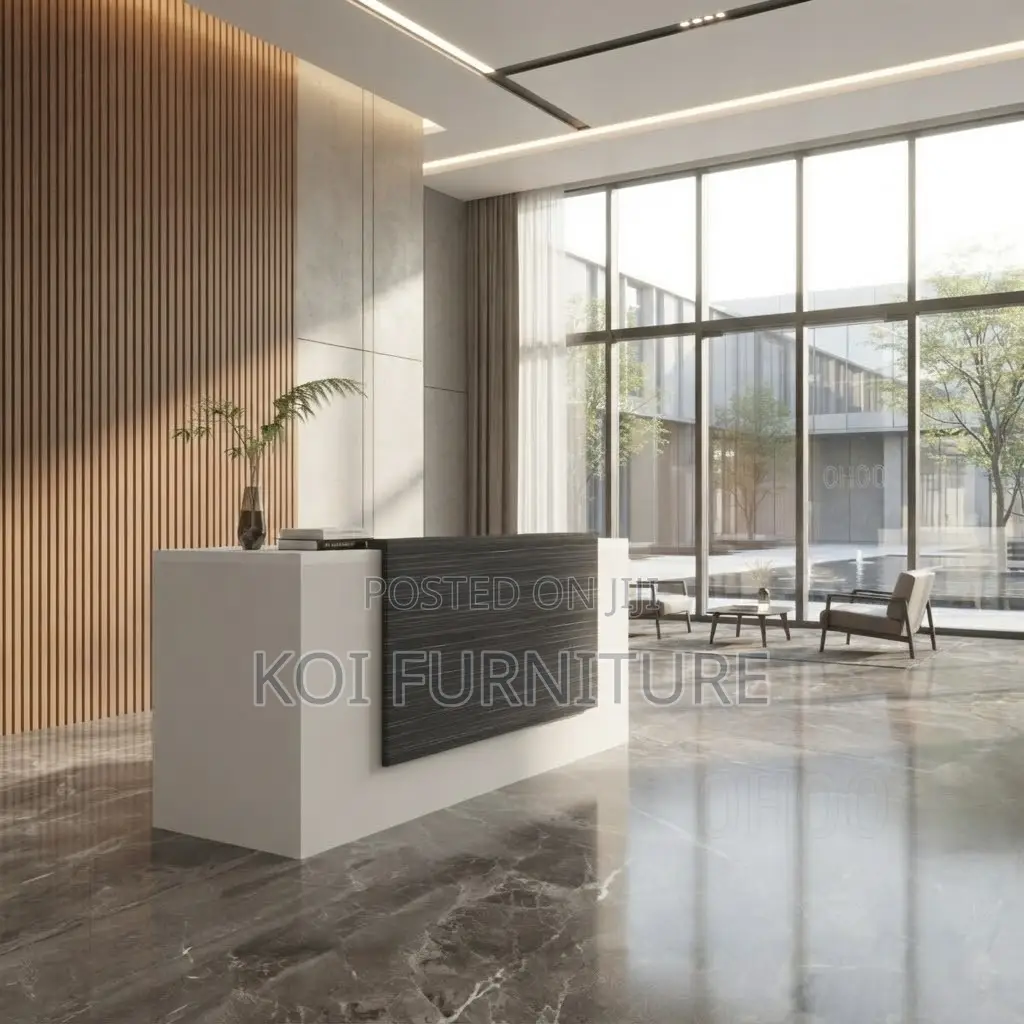 Reception Desk; 2 Meters Modern Advanced White Reception Desk
