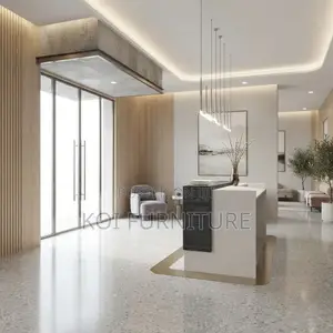 Reception Desk; 2 Meters Modern Advanced White Reception Desk